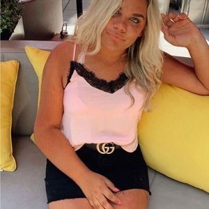Cute pink lace tank!